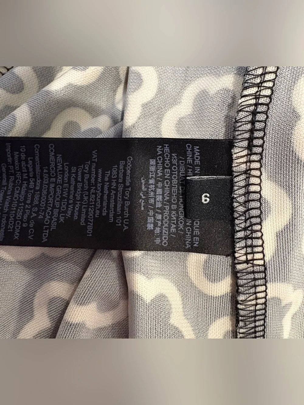 Tory Burch Black and White Patterned Long Sleeve Midi Dress NWOT